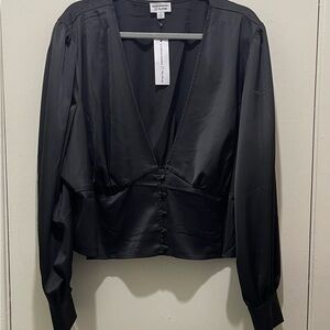 SATIN Women’s Top Plus Size 3X Long Sleeves Deep V-neck Collar
New with Tags